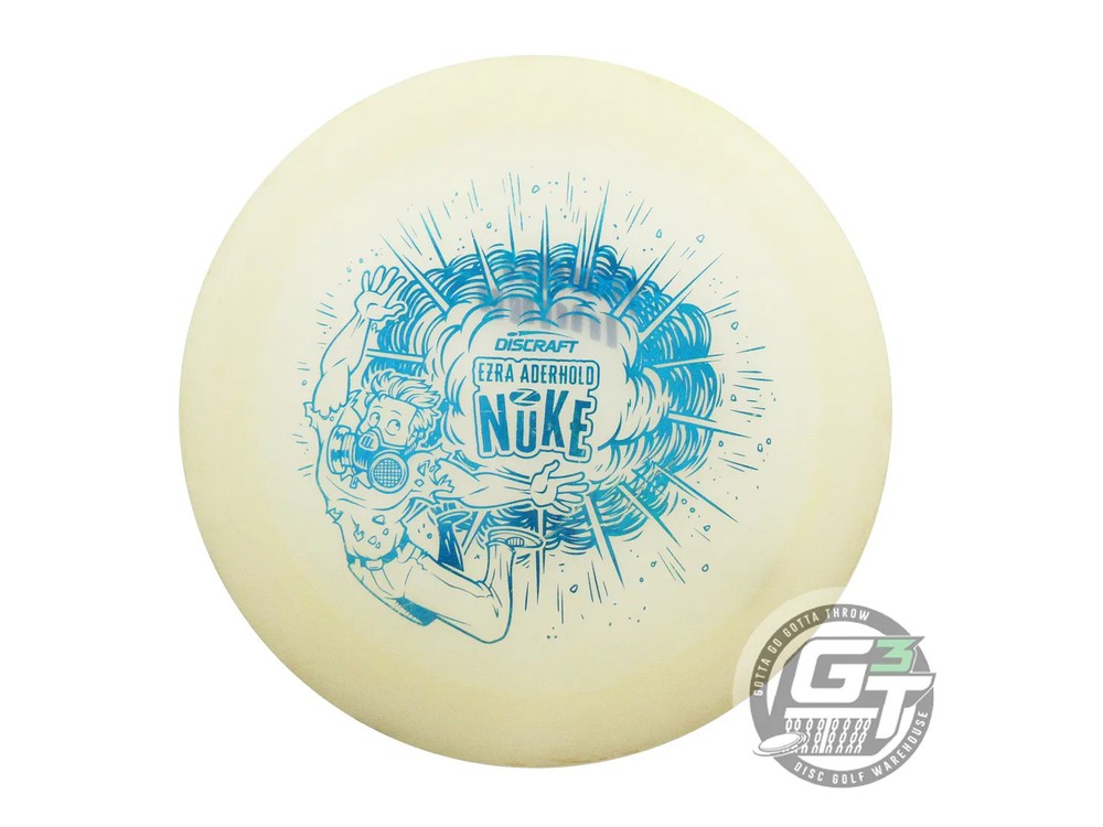 USED Discraft [ADERHOLD] Z Glo Nuke 175g Blue Foil Distance Driver Golf Disc