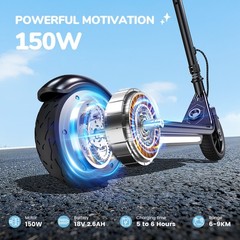 Electric Scooter Kids Ages 6-12 3 Speeds 150W Dual Brake E-Scooter Adjustable