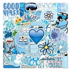50 Pack of Blue VSCO Stickers for Laptop/Water Bottle/Phone Case