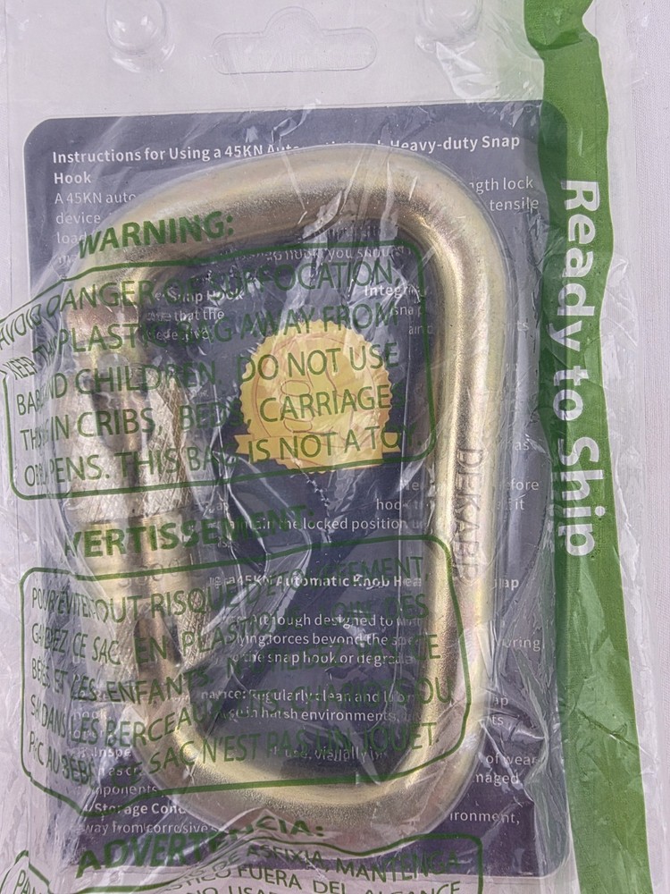 Dekaber 45kN Auto Locking Carabiner 4.2″ Alloy Steel Twist Snap Hook Tree Work