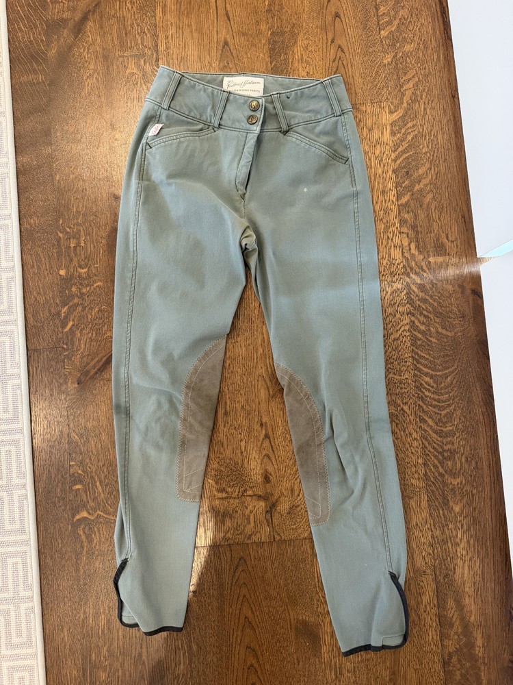Tailored Sportsman breeches 24 LONG front zip (mid rise) in Loden Green