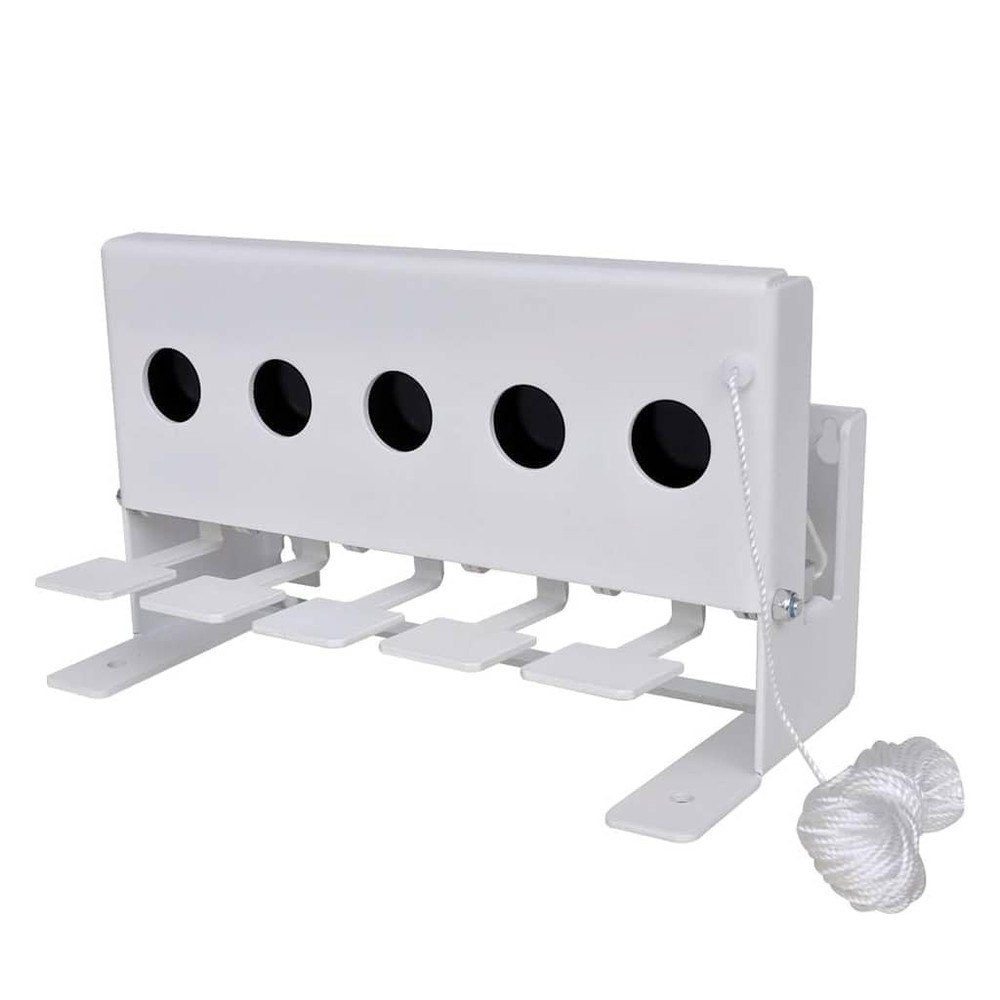 vidaXL 5-Hole Steel Drop Target with Reset Cord, 26.5 x 13.5 x 16 cm, White