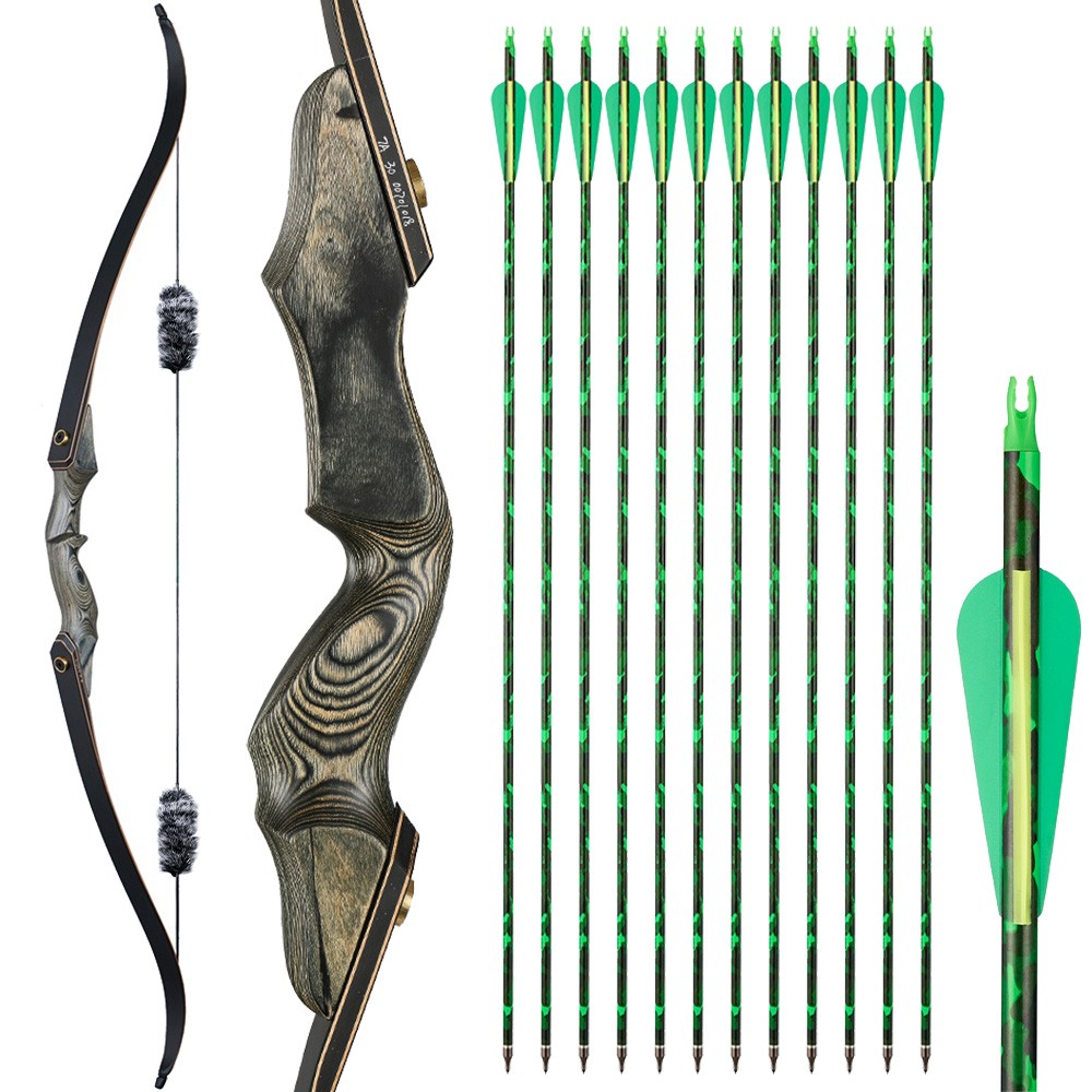60″ Takedown Recurve Bow 25-50lbs Archery Hunting Bow Arrows Target Practice RH