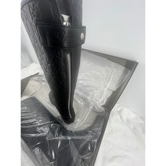 Gucci Black GG Embossed Leather Tall Riding Boots Size 39.5