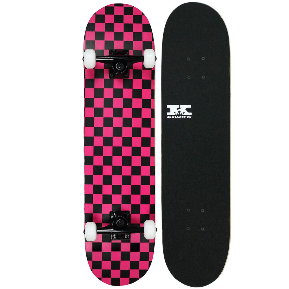 Krown Rookie Skateboard Complete Black/Pink Checker 7.75″