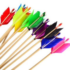 6/12PC 32″ Wooden Arrows 4″ Feathers Flu-Flu Traditional Longbow Archery Hunting