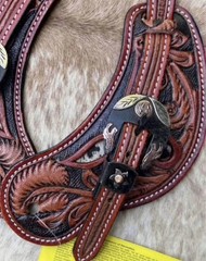 Adult Size Tooled Top Grain Leather Hair On Cowhide Western PAIR Spur Straps