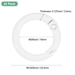 24-Pack Metal Spring O Rings, 5/8″ Zinc Alloy Keyring Buckle [White]