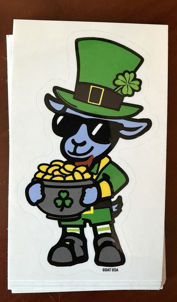🐐 GOAT USA STICKER – Jumbo Leprechaun Goat Rare