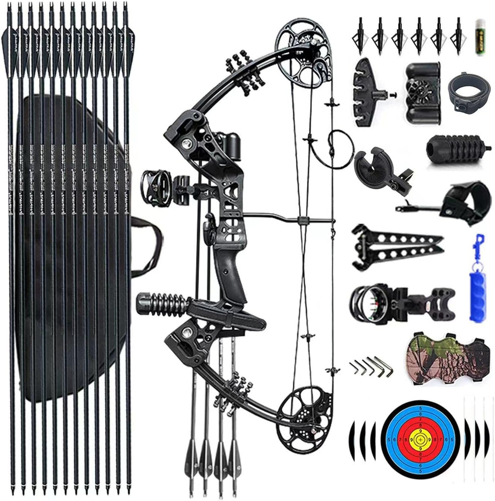 Adjustable Compound Bow Set 15-45Lbs for Beginners & Teens, 320 FPS Speed