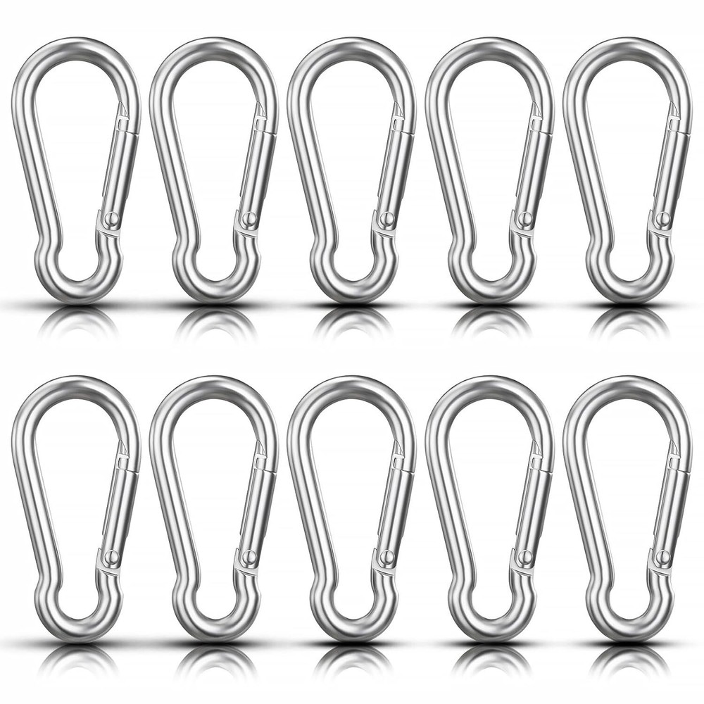 10 PCS Stainless Steel Carabiners Spring Snap Hooks Heavy Duty Keychain Clip NEW