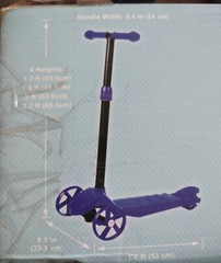 Kids Kick Scooter Blue Adjustable Height Age 3+ Max Weight 75 lbs Safety Brake