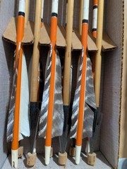 Shakespeare Archery Cedar Arrows, A51-2. One Dozen, 1962. 50#-55#