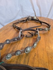 Vintage Horse Western Headstall With Silver Concho marked Alpaca Mexico