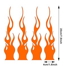 4 Pcs 7.8» Flame Reflective Sticker for Car Vinyl Racing Sports Flame Orange