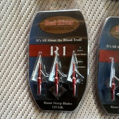 Red River R1 Broadhead 125 Grain Razor Sharp Blades Silver Red Arrowhead 6pk