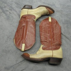 Tony Lama 6214 Western Boots Mens 8 D Cowboy Brown Lizard Snip Toe Vamp USA Made