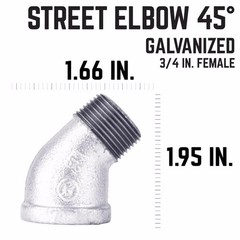 BK Products 510-504HN 300 PSI 45 Deg. Street Elbow 3/4 x 3/4 FIP MIP Dia. in.