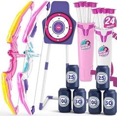 2 Pack Bow and Arrow for Kids 4-6, LED Light Up Archery Set with 24 Suction C…