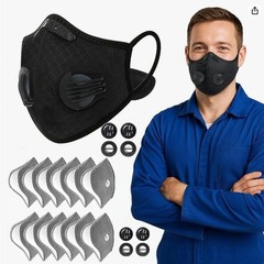 2-Pair Carbon Filter Face Masks with Valves – Reusable for Sports & Outdoors