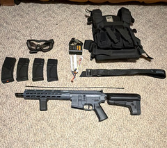 KRYTAC Trident Mk2 CRB Airsoft Rifle Bundle w/ 4 Mags, Goggles, Battery/Charger