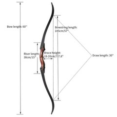 60″ Archery Wooden Riser Hunting Bow 30-50lbs Takedown Recurve Bow RH Arrows