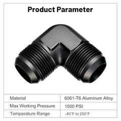 16AN Male to Male Flare 90 Degree Union Coupler Fitting Coupling Aluminum