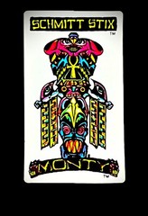 Vintage 1980’s Schmitt Stix Skateboards Monty￼ Sticker In DayGlow Colors