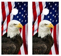 American Flag Bald Eagle Cornhole Board Wrap LAMINATED Decal Vinyl Sticker #1183