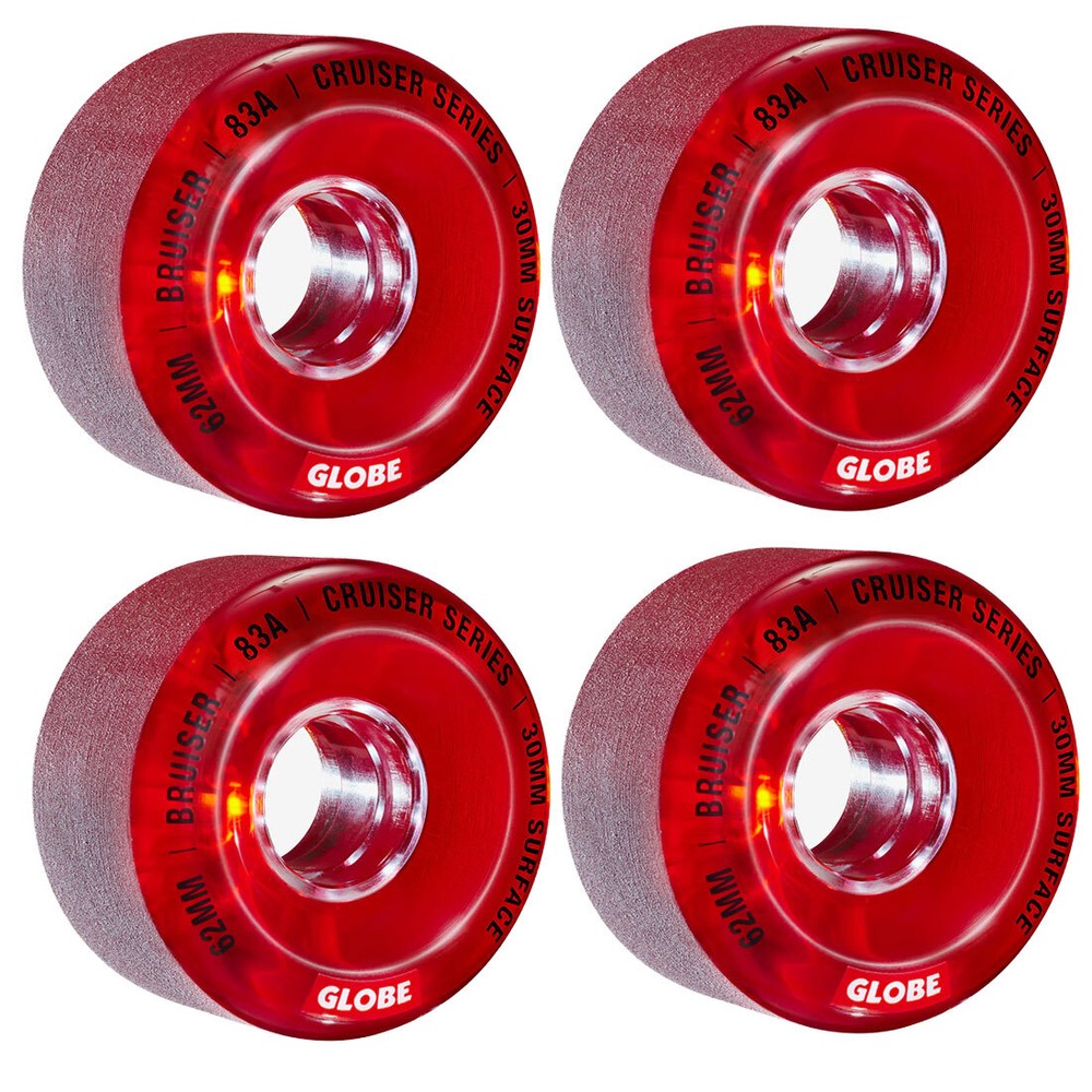 Globe Skateboard / Longboard / Cruiser Wheels Bruiser 62mm 83A Clear Red