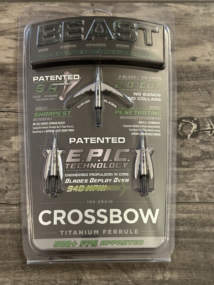 Beast Broadheads Titanium Crossbow Broadheads 100gr 2” Cut