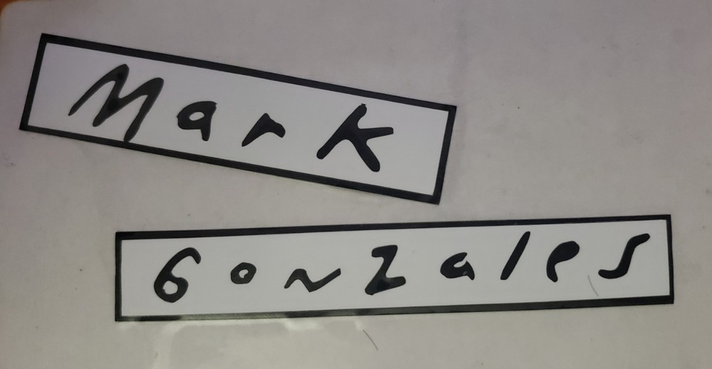 Vision Mark Gonzales Skateboard Vinyl Sticker Black with White Background