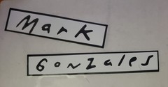 Vision Mark Gonzales Skateboard Vinyl Sticker Black with White Background