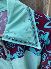 Tobys Equestrian Western Pleasure Horsemanship Show Shirt Teal Purple Bling Zip