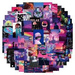 30Pcs Random Aesthetic CyberPunk Theme Cyber Punk Waterproof Stickers