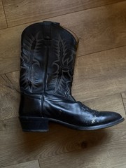 Tony Lama Black Leather Western Equestrian Cowboy Boots