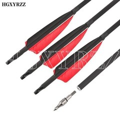 Carbon Arrows 30″ 4″ Feather Archery Arrows Compound Bow Recurve Bow Hunting