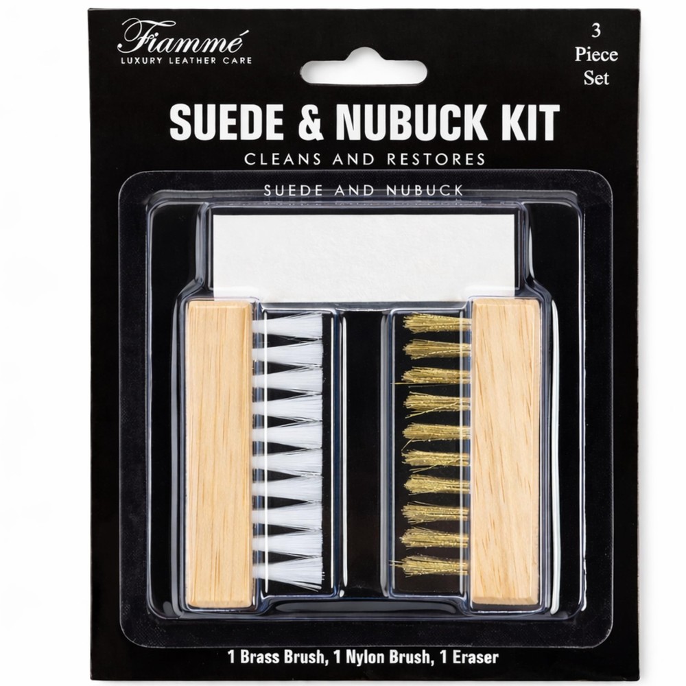 Fiamme Suede and Nubuck Cleaning Kit – Complete Brass & Nylon Brush Set, Sued…