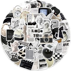 Aesthetic Stickers Black and White Sticker Pack 60PCS, Y2K Sticker for Laptop De