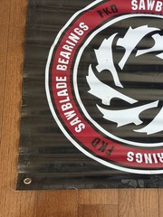 FKD SKATEBOARD BEARINGS(PLAN B) VINTAGE SAWBLADE LOGO BLACK VINYL BANNER 32×30”