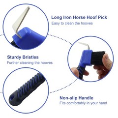 Red Blue Horse Hoof Pick Brushes Soft Touch Rubber Handle