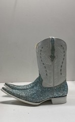 El General Pointed Toe Blue Silver Glitter Western Cowboy Boots Size 10.5
