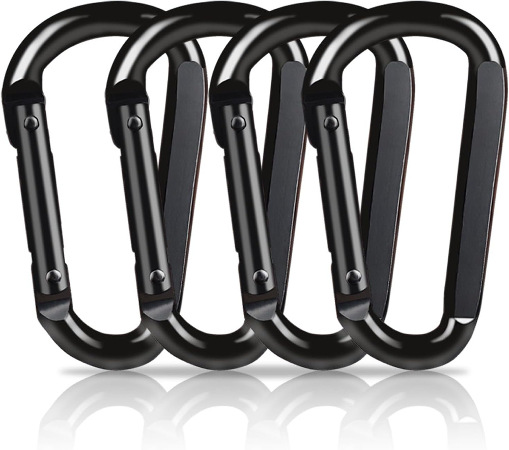 4 PCS Carabiner Clip, 860 Lbs-3″ Iron Heavy Duty Carabiner, Multi Purpose D Shap