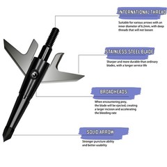 12Pcs Black Swhacker broadheads 100 Gr 1.75″ Cut Compound Recurve Bow Crossbow