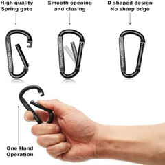 Carabiner Clip 4Pack 855lbs 3″ Heavy Duty Caribeaners for Hammocks Camping Blac