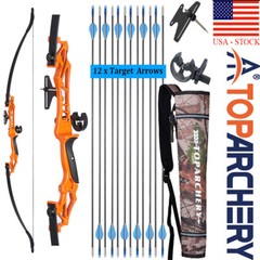 Archery 54″ Recurve Bow / Arrows / Bag for Adult Beginner Hunting Target 20-55lb