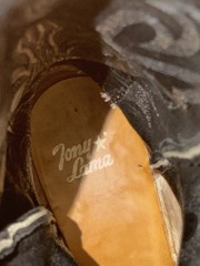 Tony Lama Western Cowboy Boots Black Brown Embroidered Style 1035L67