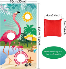 Flamingo Toss Game Banner w 3 Bean Bags Summer Luau Carnival Party Fun Kids Set!