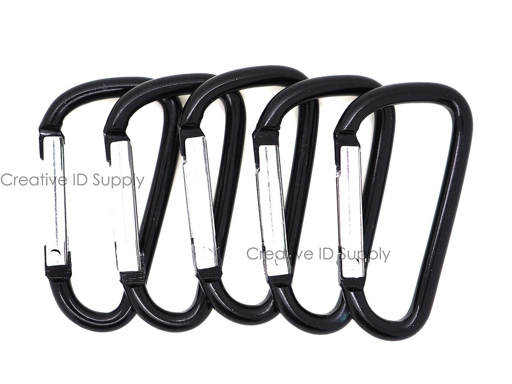 NEW 1-7/8″ BLACK CARABINER D-RING SPRING BELT CLIP KEY CHAIN ALUMINUM HOOK