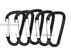 NEW 1-7/8″ BLACK CARABINER D-RING SPRING BELT CLIP KEY CHAIN ALUMINUM HOOK